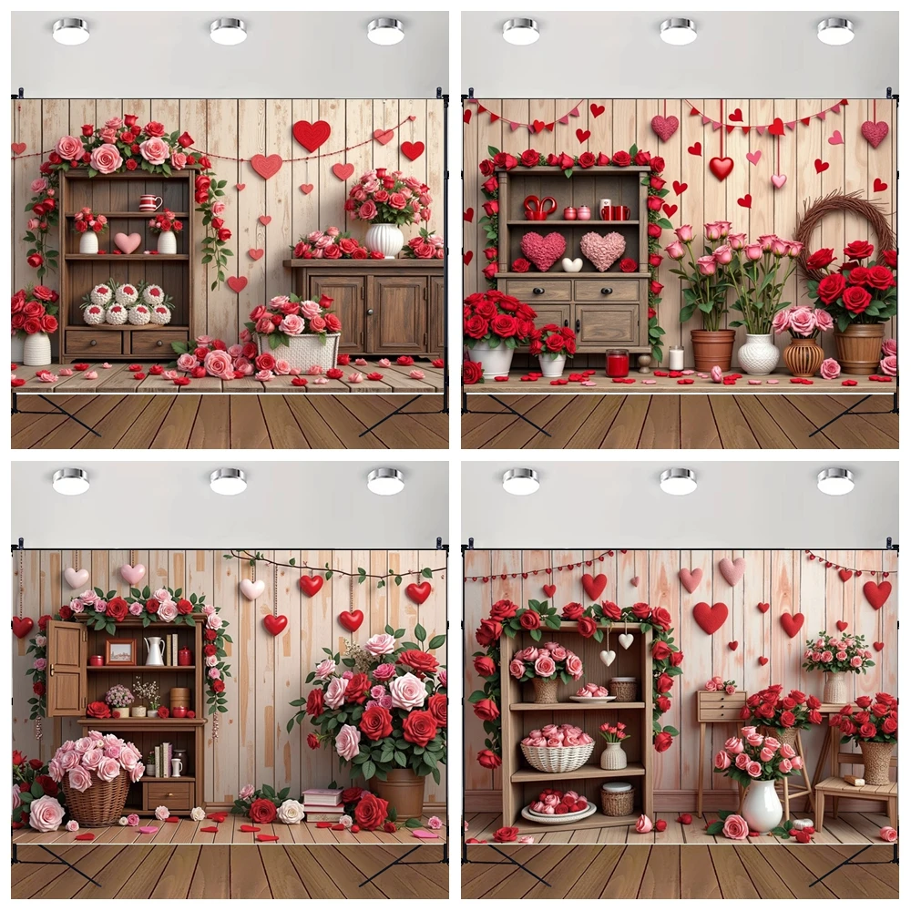 

MOON.QG Background Cabinet Rose Cabinet Valentine's Day Backdrops For Photography Shooting Photobooth Studio Lover Photozone