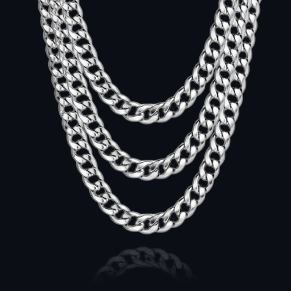 

Never Fade 10mm Steel Cuban Chain Necklace for Women Men,Waterproof Silver Color Unisex Miami Curb Link Chain Choker