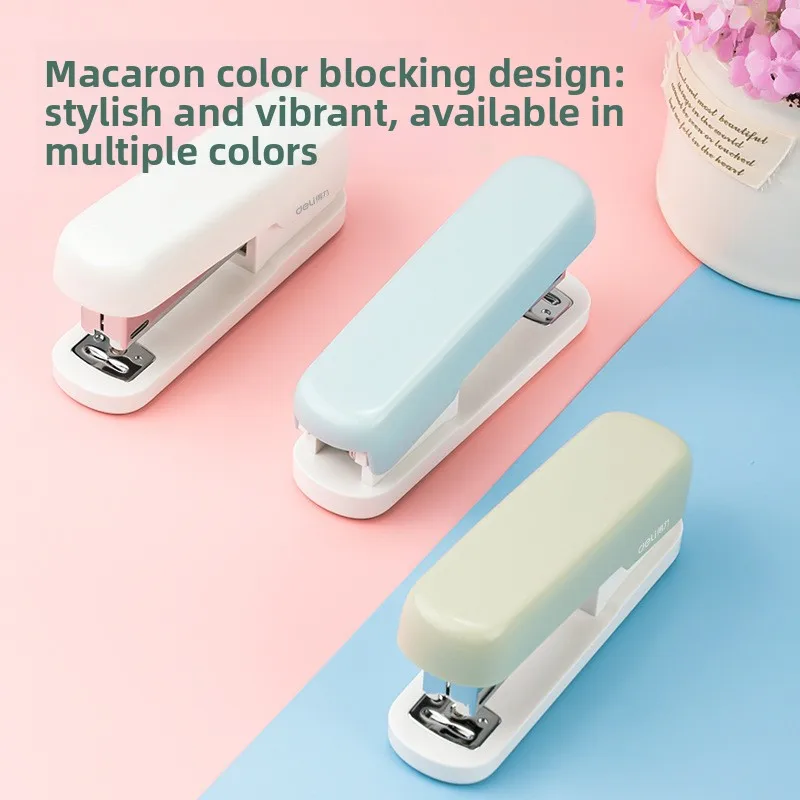 Macaron Color Mini Stapler Simple Fashion Metal Lever Student Office Test Paper Material Stapler Desk Binding Stationery Tool