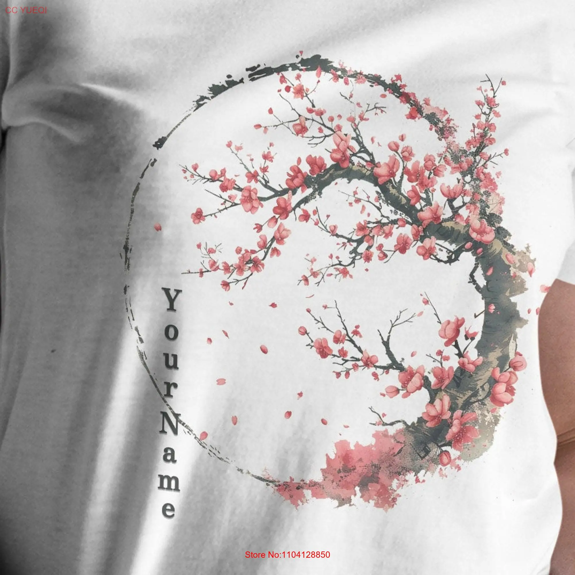 Su nombre en la camiseta japonesa caligrafía Katakana Kanji Hiragana flor de cerezo Sakura Japón