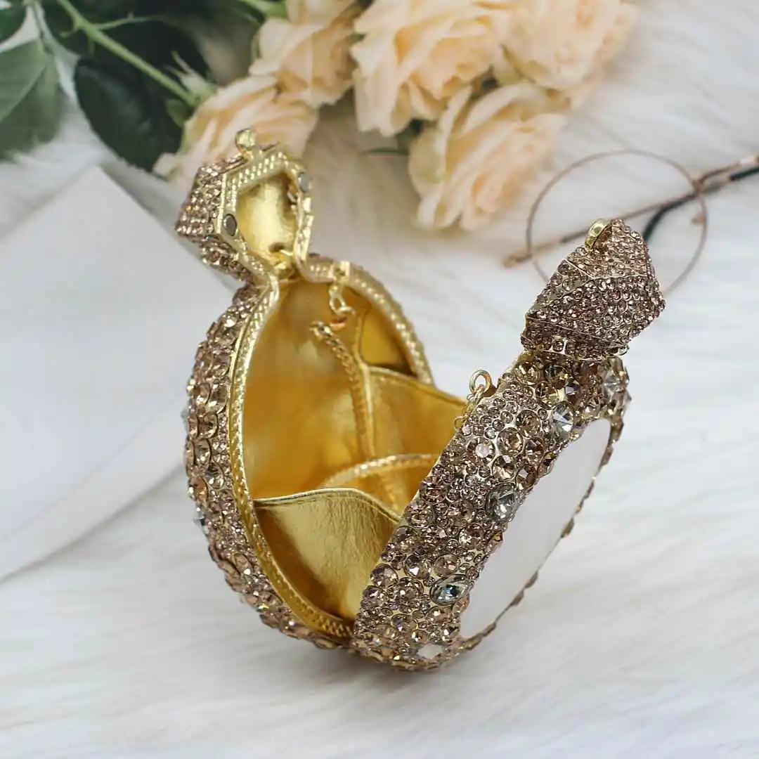 New Design Big Diamond Ring Bag Women Clutch Purse Bridal Wedding Rhinestone Evening bags lady handbags Silver and gold