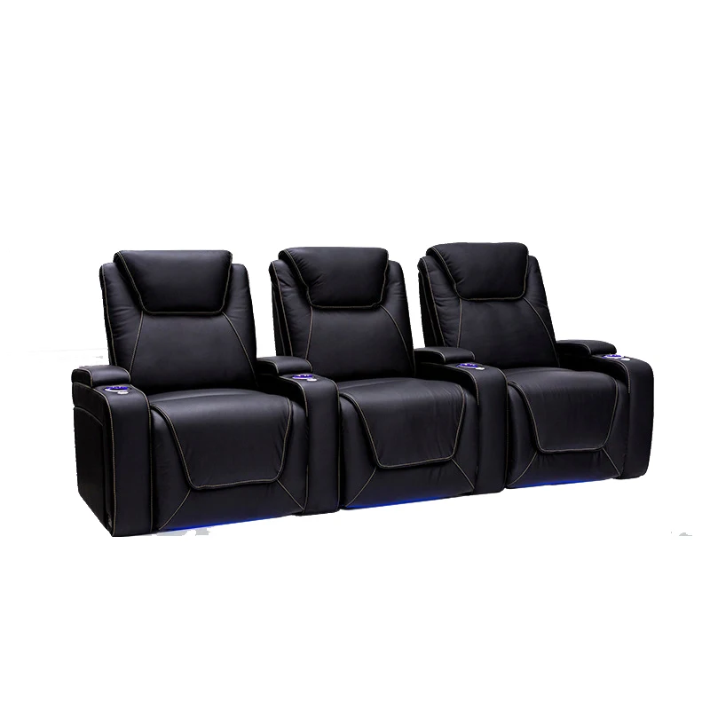 Powered Heated Massage Recliner Theater Chair, Headrest Home Theater Leather Recline Sofa Chair, Cinema Seats Recliner