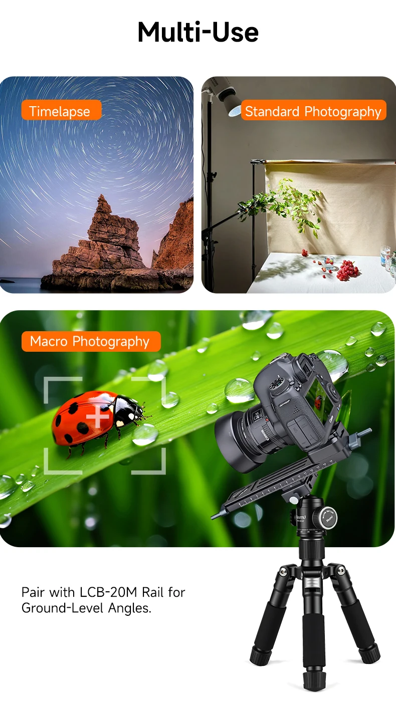 XILETU Makro Focus Rail Slider Schnellwechselplatte für DSLR, 5 kg, Desktop Outdoor Time-Lapse Close-up Makrofotografie – Detail 10