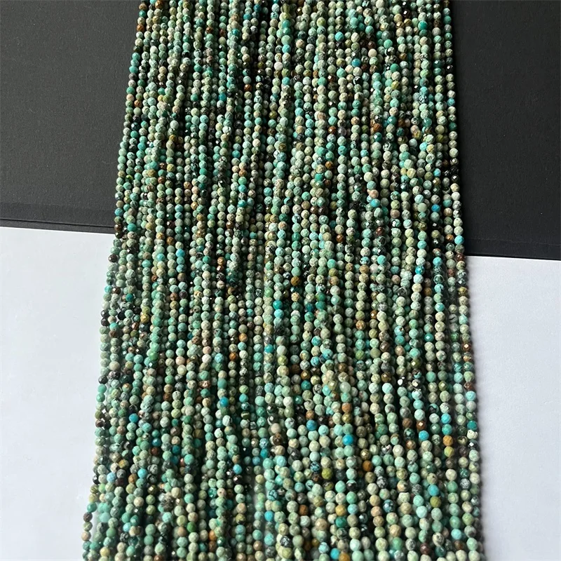 100% niebarwiony kamień szlachetny zielony fasetowany Hubei turkusowy kamień naturalny mały 3-3.5MM bransoletka dopasowana do Diy paciorki do wyrobu biżuterii