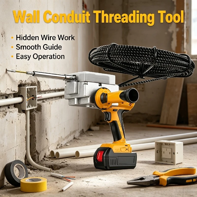 High Tension Brushless Lithium Cable Puller, Automatic Electric Wire Threading Machine for Electrician Cable Routing Work