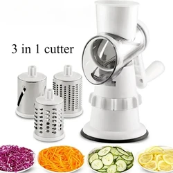 3 in1 Vegetable Slicer Chopper Grater Manual Kitchen Tools，For Cucumber Carrot Cutter Garlic Round Mandolin Shredder Potato Home