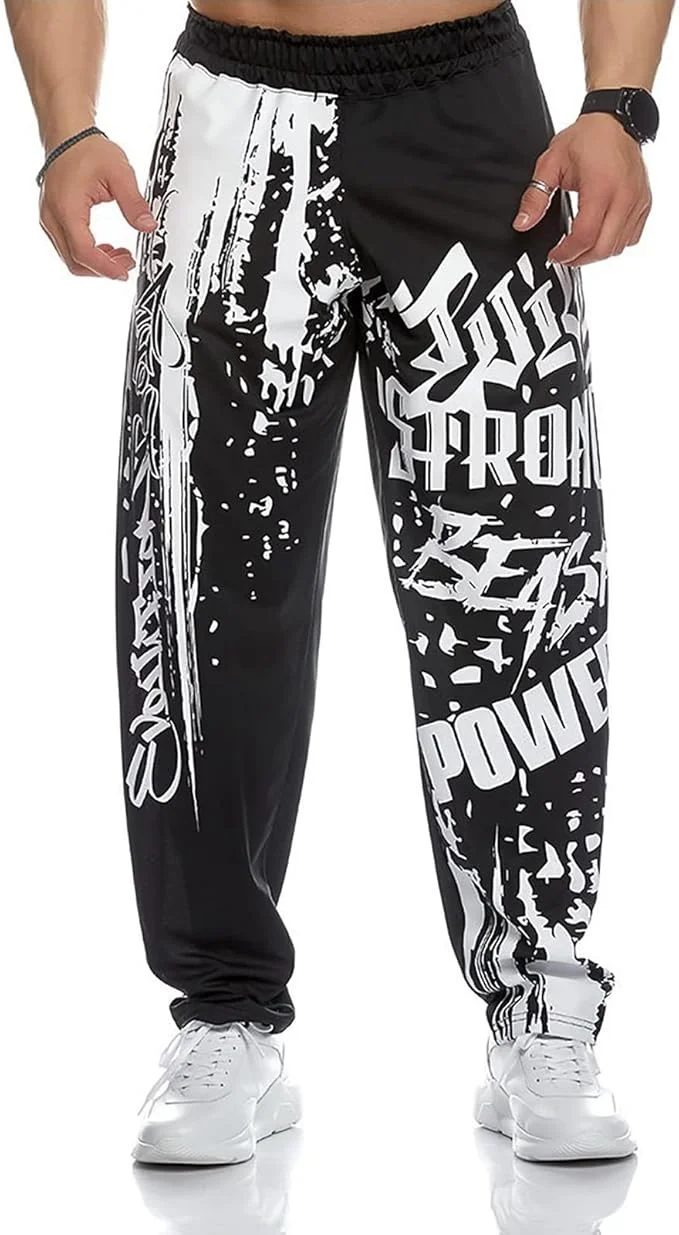 Spring Autumn Men Training Trousers Joggers Fashion Casual Sports Pants Fitness Graffiti Printed Running Breathable Sweatpants