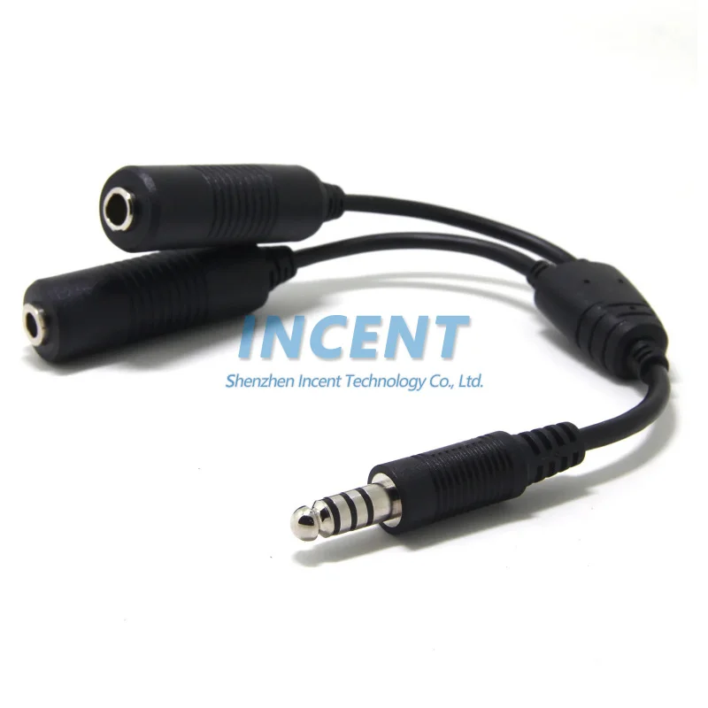Aviation Headset Dual GA Plugs to Helicopter U-174/U 7.1mm Plug Adapter Cable with 6.3mm and 5.2mm Jack for Pilot Aircraft Hea