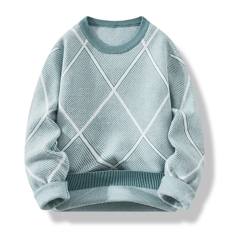 Suéter de punto con estampado de dibujos animados para hombre, jersey con cuello redondo de Color claro, Tops de gran tamaño, ropa de calle cálida, Unisex, otoño