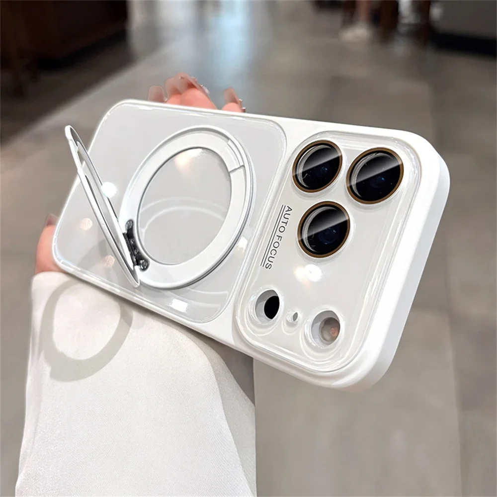 360° Rotating Holder Magnetic Phone  Case for iPhone 17 16 15 Pro Max 14 13 12 11 For Magsafe Lens Protection Glossy Cover - view 3