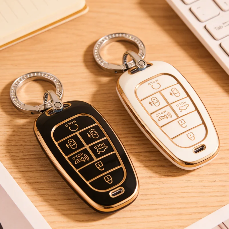 Fashion TPU 7 Buttons for Hyundai Sonata Nexo DN8 Santa Fe TM Tucson NX4 Staria Ioniq Remote Key Fob Case Cover Fob Accessories