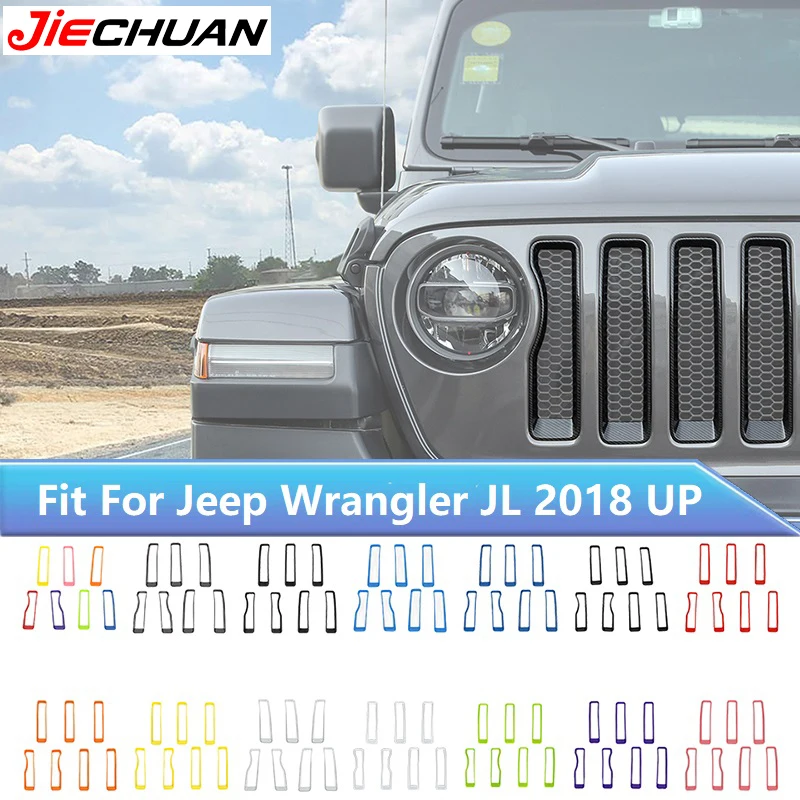 

JIECHUAN ABS Car Front Grille Decoration Cover Trim Frame Fit for Jeep Wrangler JL/ JT Gladiator 2018 Up,Exterior Accessories