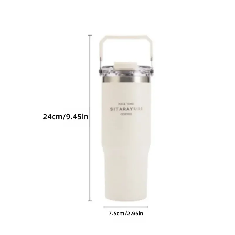 304 vacuum insulated stainless steel cup, hot travel cup with straw, insulated water bottle for camping, hiking and picnic 900ml