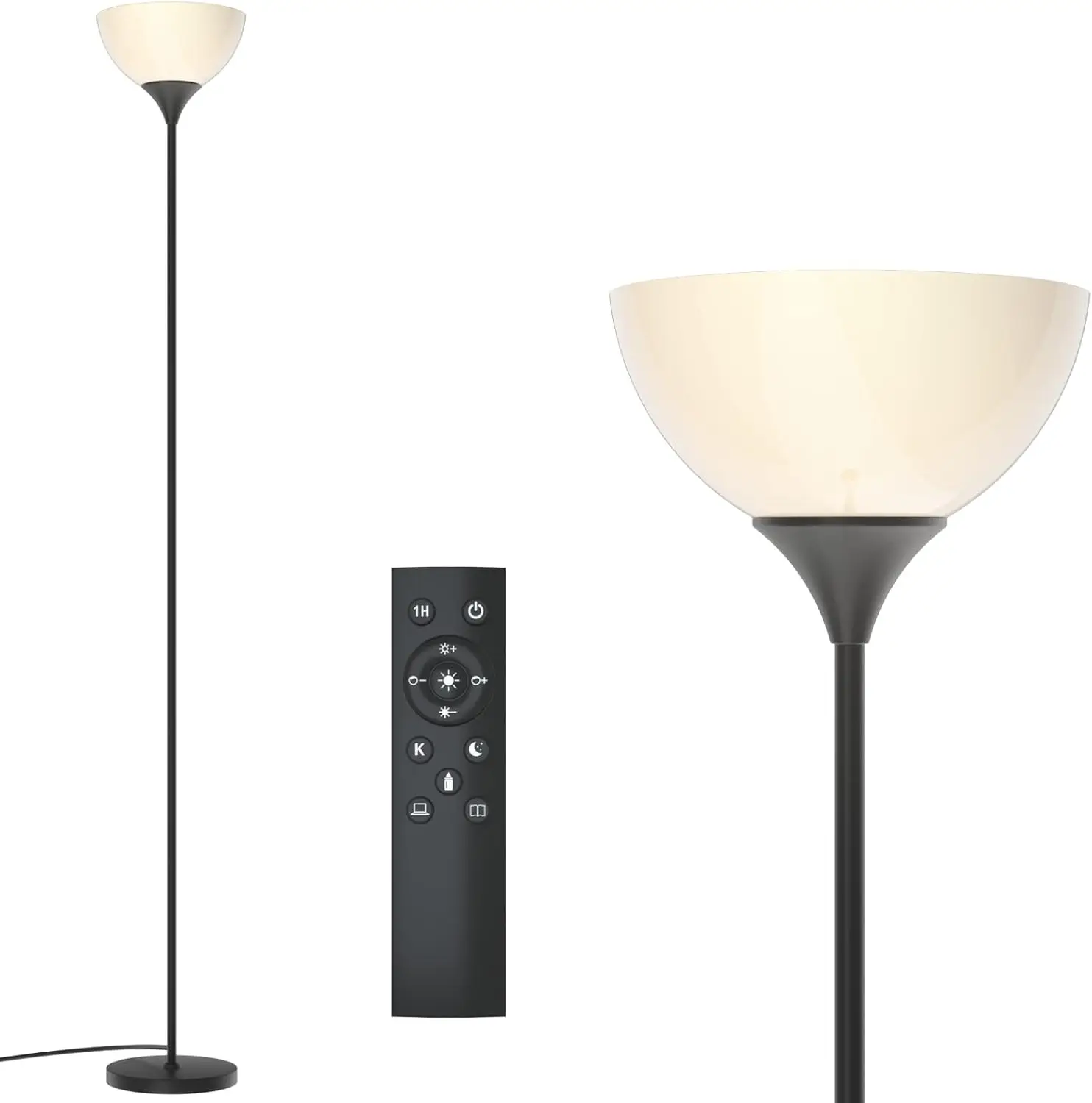 

Remote Control Floor Lamp with Adjustable Brightness & Color Temperature, Torchiere for Bedroom Living Room, Bulb Included