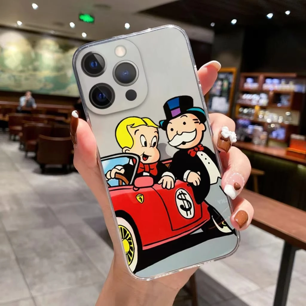 Catoon Dollar Alec Monopoly Phone Case For iPhone 16 15 14 13 12 11 Pro Max XS X XR 7 8 SE Shockproof Bumper Back Cover - náhled 6