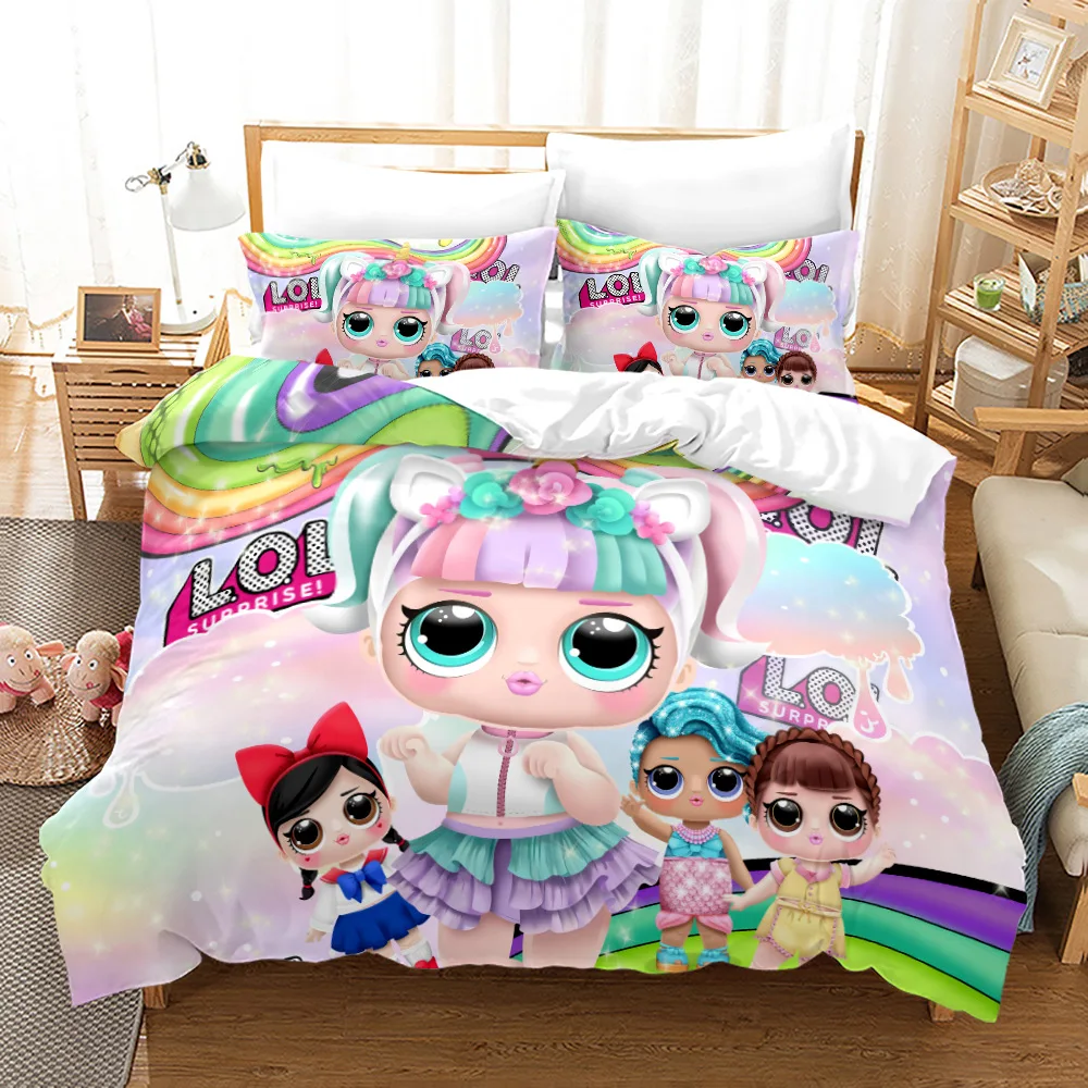 Imagem -02 - Single-sided Impresso Series Bedding Grupo Anime Pink Doll Duvet Grupo Conjuntos de Capa Respirável Confortável Lençol Colchas Pcs