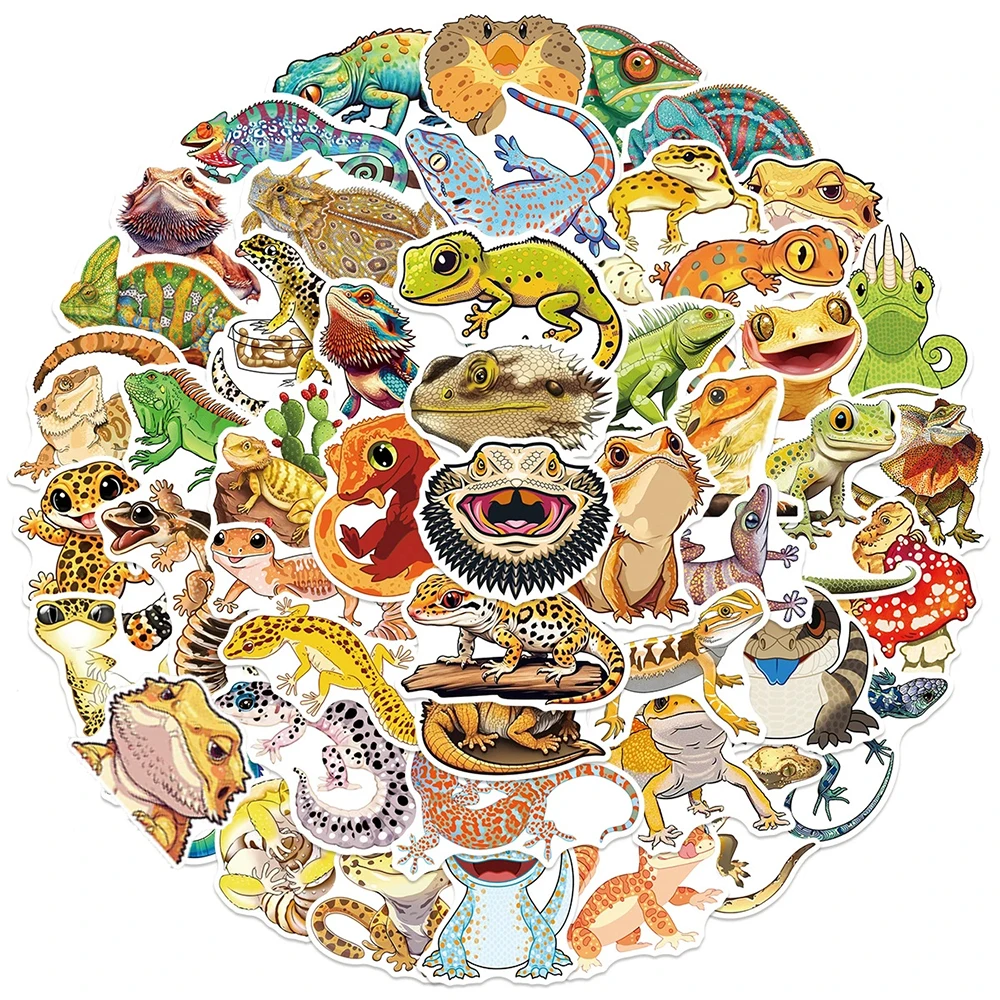 10/30/50pcs Cute Cartoon Pet Lizard Animal Stickers Waterproof DIY Laptop Phone Skateboard Diary Funny Graffiti Decals Wholesale