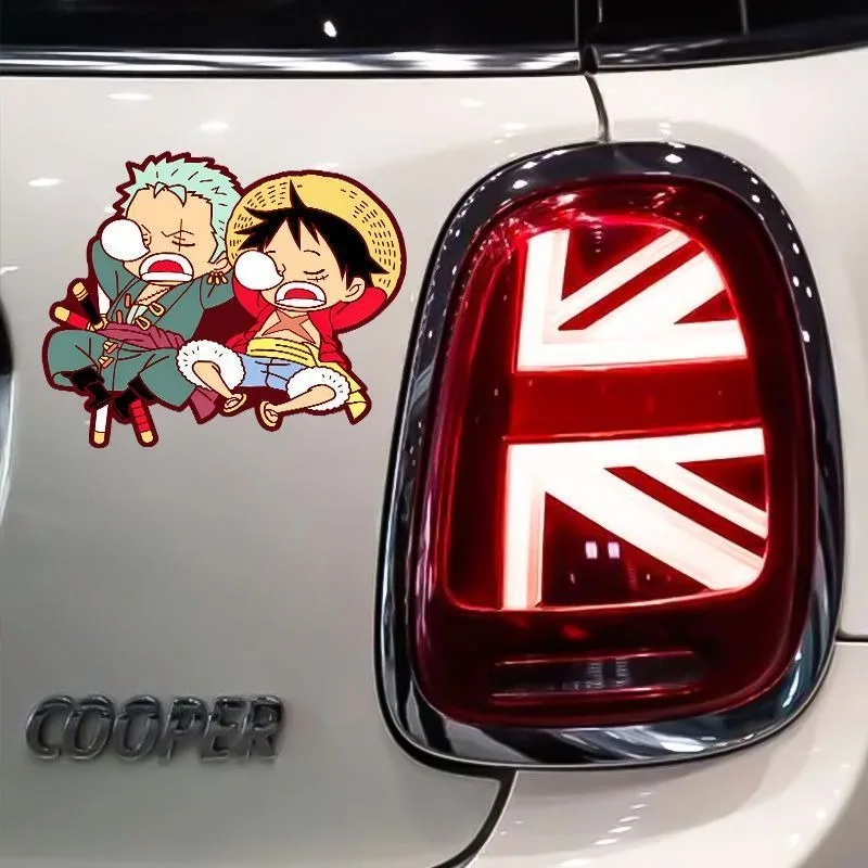 Anime One Piece Luffy Zoro Cartoon Creative Stickers Cute Fashion Car Motorcycle Waterproof Reflective Stickers Car Decoration