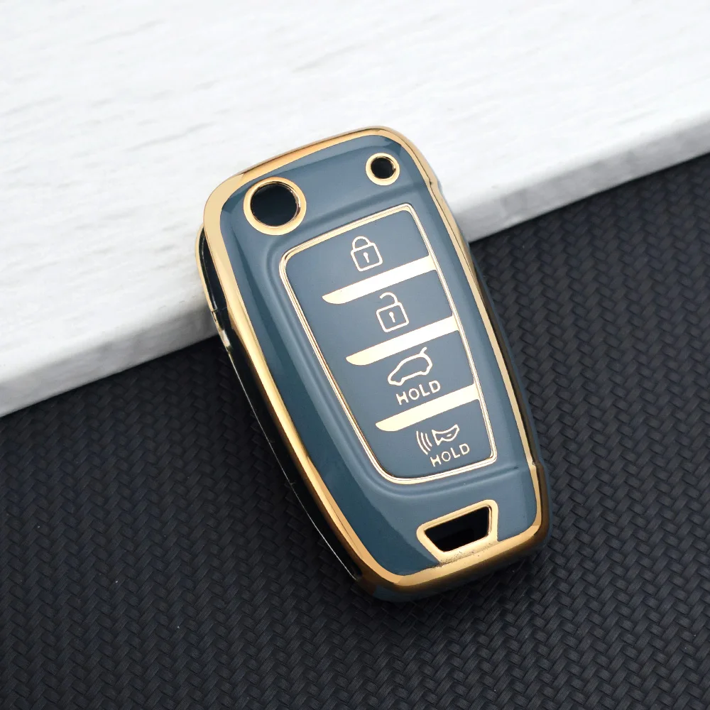4 Button TPU Key Case Cover For Hyundai Elantra Tucson Sonata Santa Fe Accent Verna I30 IX35 I35 Celesta Solaris I40 Flip Holder