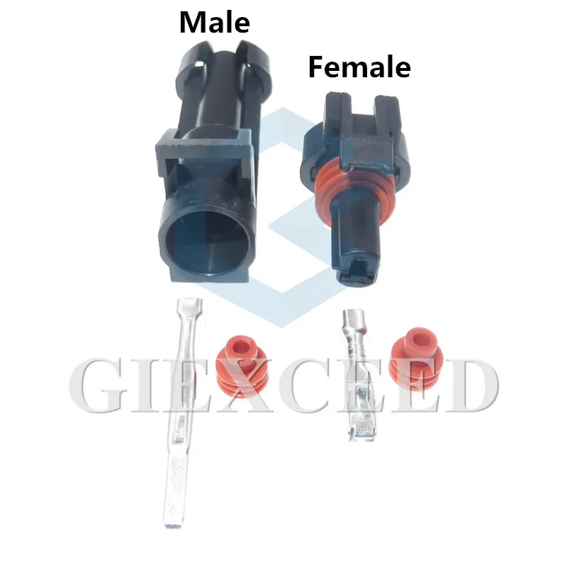 2 Sets 1 Pin AC Assembly 12065171 2.8 Series Automotive Waterproof Socket 12065172 Male Female Wiring Electric Cable Adapter