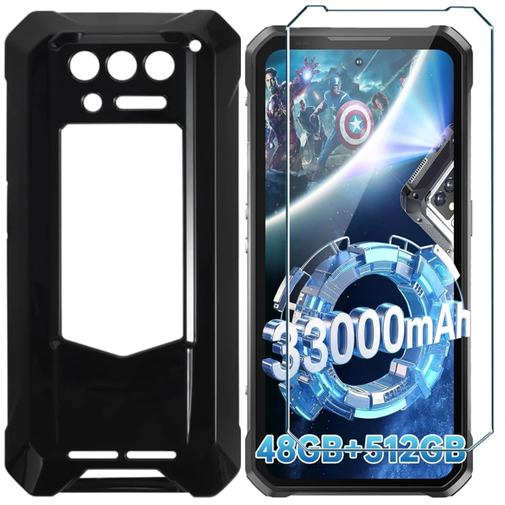 2-in-1 Glass+Silicone Cover for Oukitel WP100 Titan Case Tempered Glass Screen Protector for Oukitel WP100 Titan