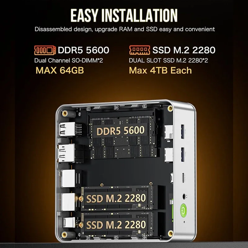 GMKtec GMK K8 Mini PC AMD R7 8845HS NUCBOX  Win11 Pro Radeon™ 780M  PCle GEN4.0*2 DDR5 5600MHz Mini Computer PC Gaming Desktop