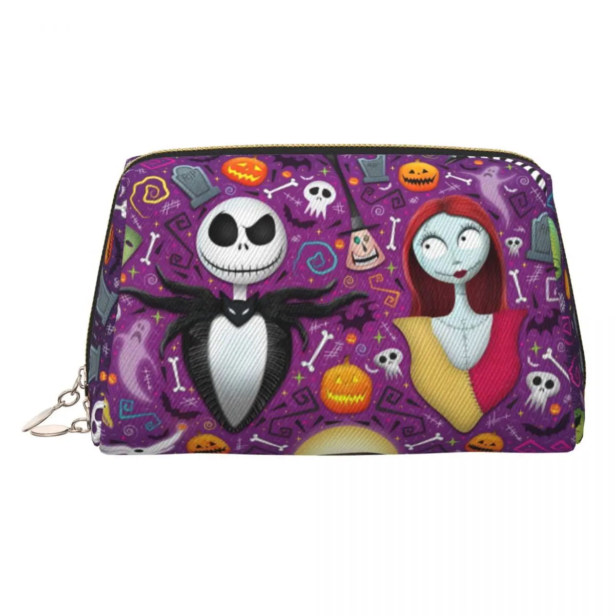 Neceser personalizado de pesadilla antes de Navidad, organizador de maquillaje cosmético Kawaii Tim Burton, caja de Kit Dopp de almacenamiento de belleza para mujer