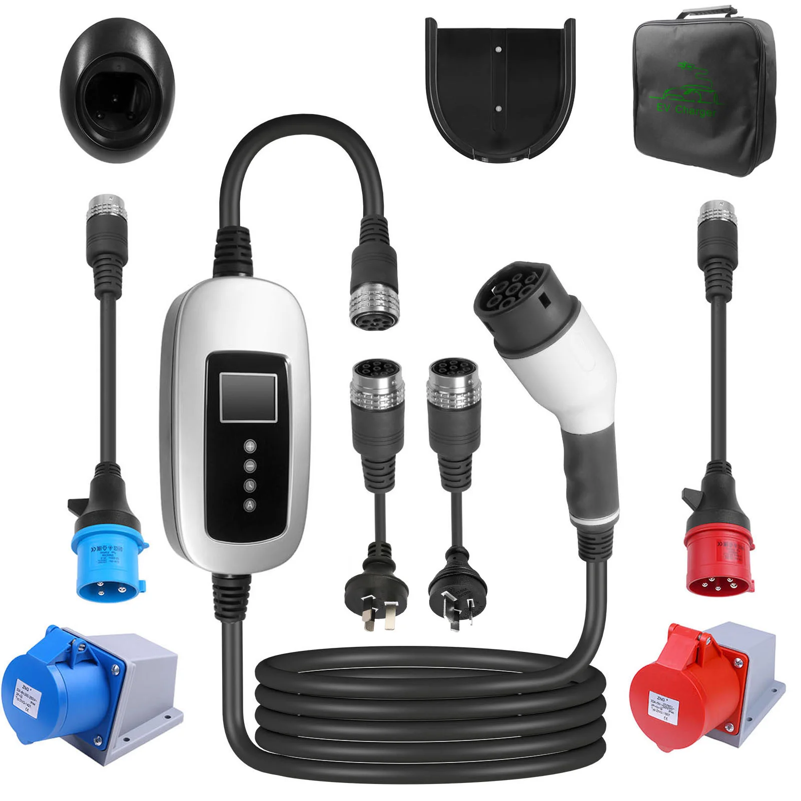 Protable 22KW 5M 32A EV Charger Type-2 10A/15A Power Cable Protable EV Charger Automatic Current AU Plug