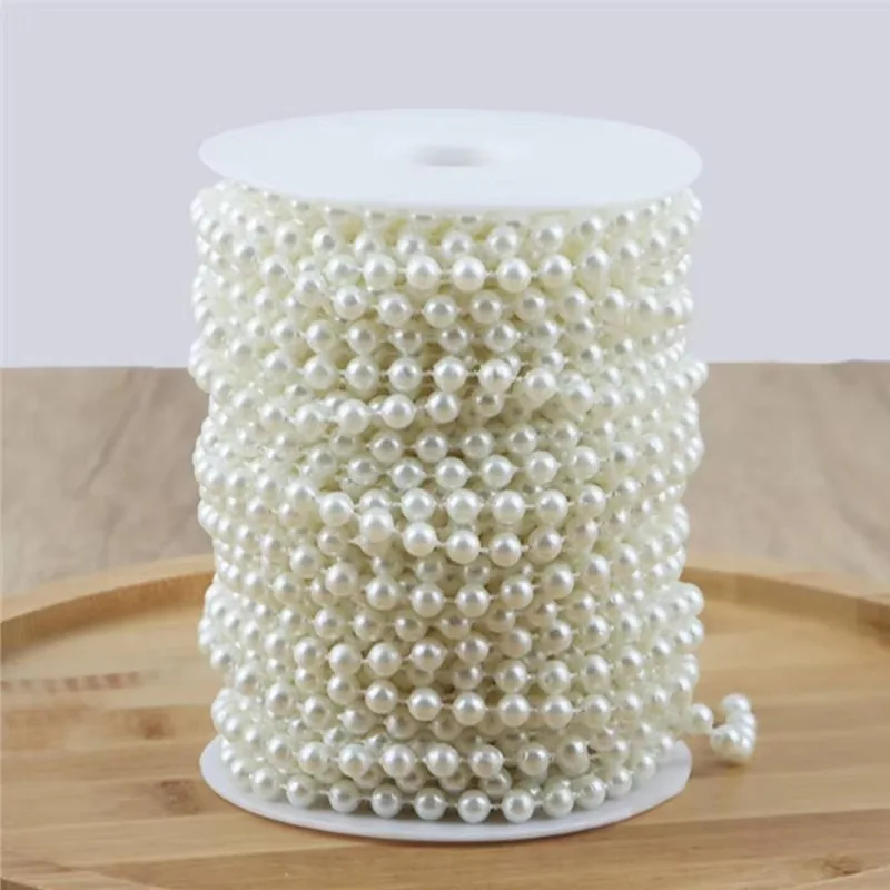 6mm Faux Pearl Garland 82 Feet Pearl String Roll For Christmas Tree Wedding Party Centerpieces Flowers DIY Crafts 6