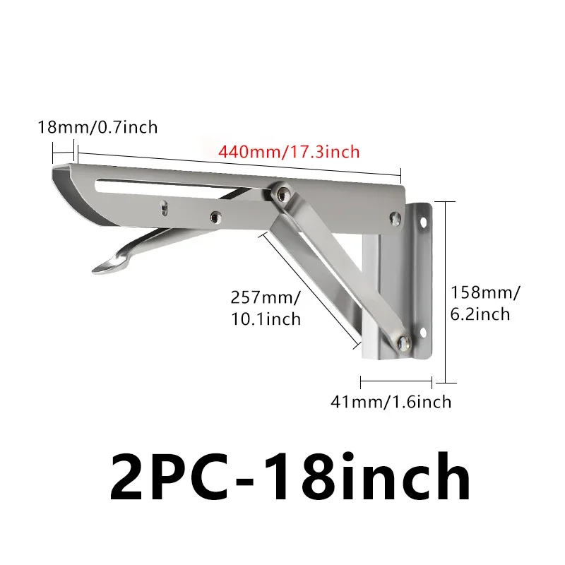 2 stuks geborsteld roestvrij staal 8-18 inch opvouwbare hoekbeugel driehoekige plank zware ondersteuning verstelbare wandgemonteerde bank