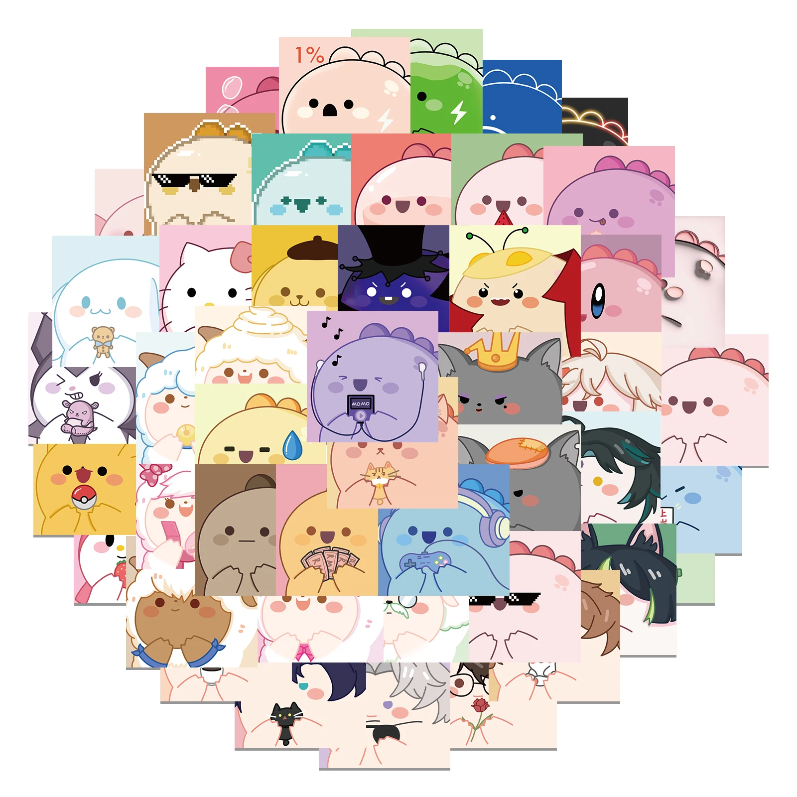 

10/25/50pcs Pre Cartoon Cute Momo Stickers Decals Cartoon Graffiti DIY Notebook Luggage Wall Decoration PVC Sticker