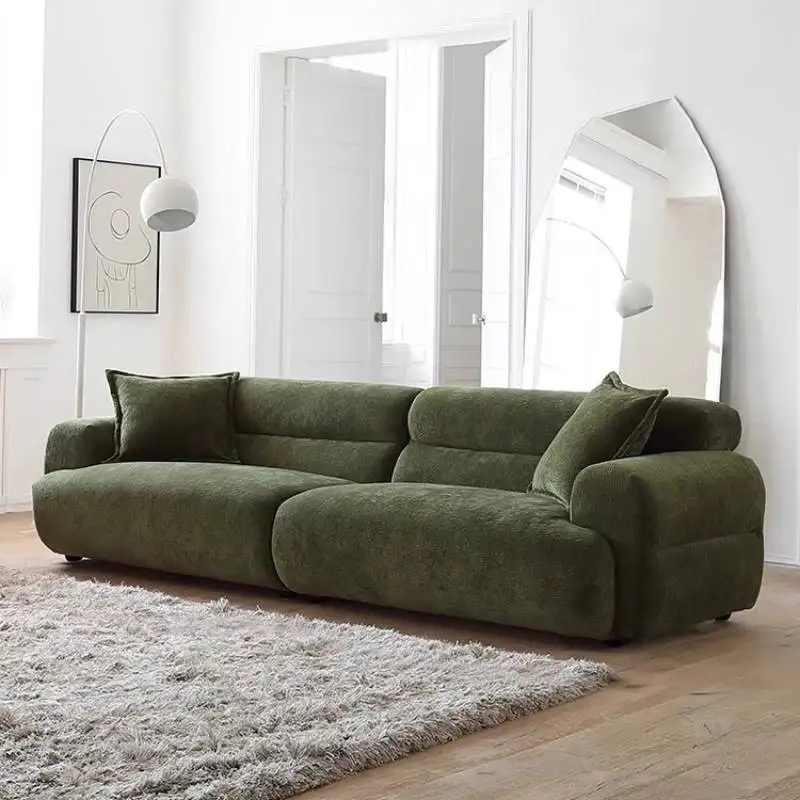 

High Back Green Living Room Sofas European Dark Corduroy Curved Living Room Sofas Floor Lazy Woonkamerbanken Furniture Home