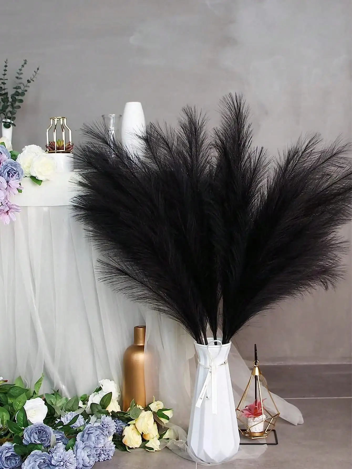 7pcs artificial Pampas grass fluffy flower Bohemian autumn home decoration reed vase filled farmhouse wedding decoration