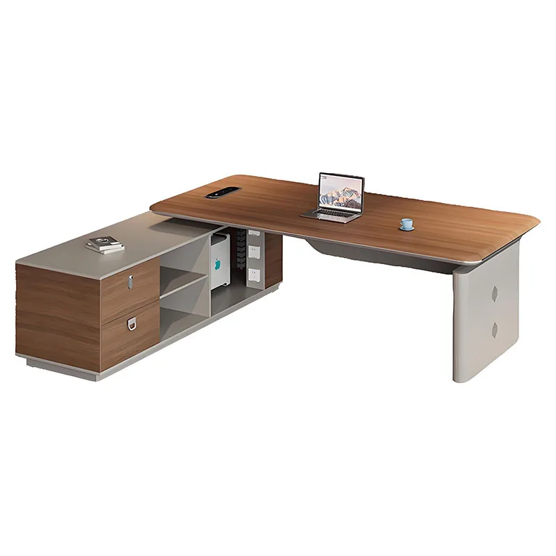 LMM electric intelligent height-adjustable office desk and chair combination: minimalist modern CEO and manager desk