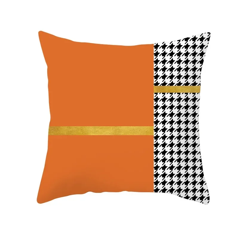 Orange Color Geometric Cushion Covers Horse Pattern Modern Nordic Fashion Simple Pillow Covers Decorative Livingroom Sofa Couch