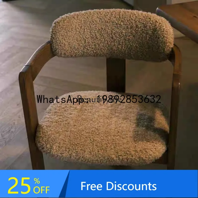 FF Chinese simple solid wood dining chair armrest back single stool