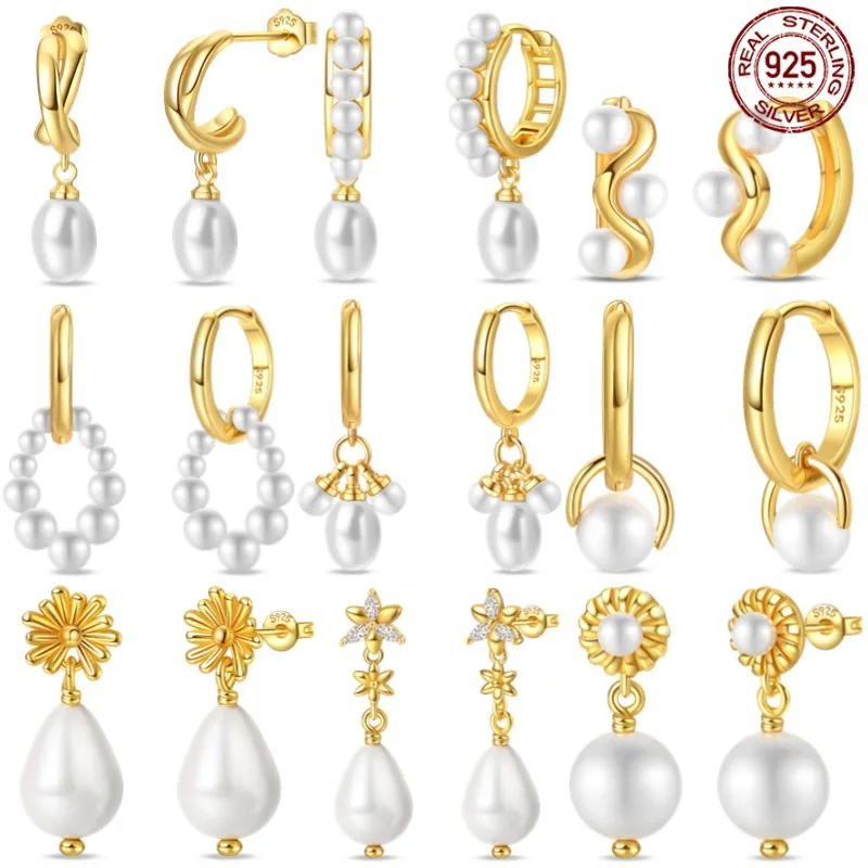 Women's Simple 925 Silver Imitation Pearl Earrings, Fashionable, Elegant And Luxurious, Jewelry Gift Girls Daily Wear Earrings