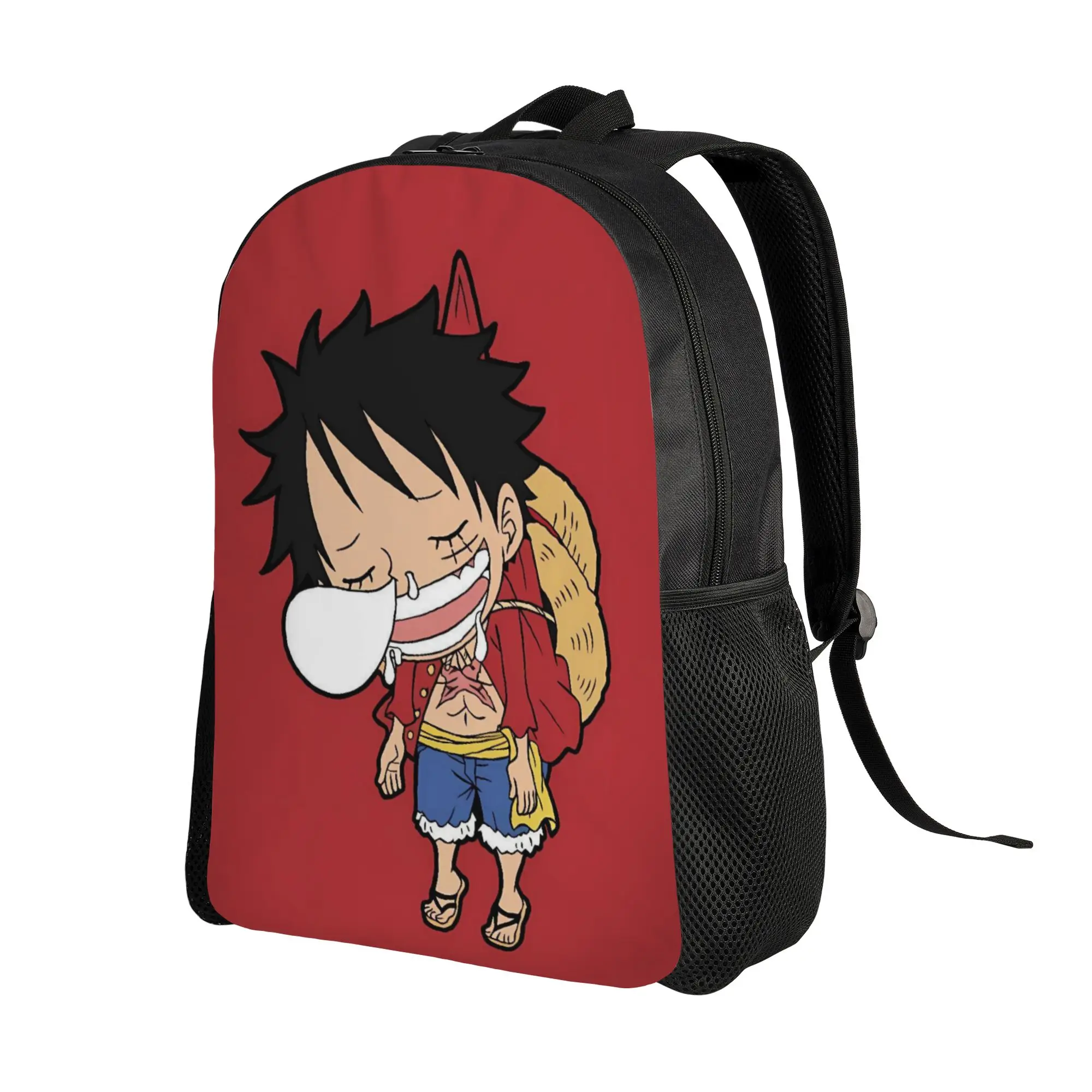 Luffy Minimal Red Cartoon Backpack Ones Pieces University Backpacks Women Men Designer Breathable High School Bags Cool Rucksack