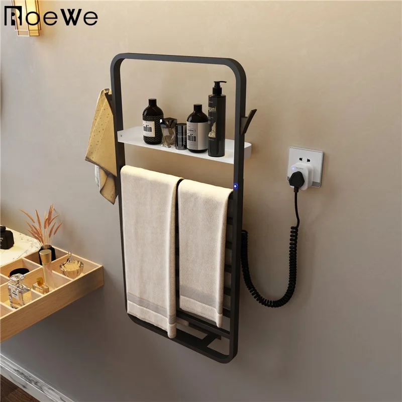 Bathroom towel dryer rack for sale, black stainless steel towel radiator electric heated towel rail