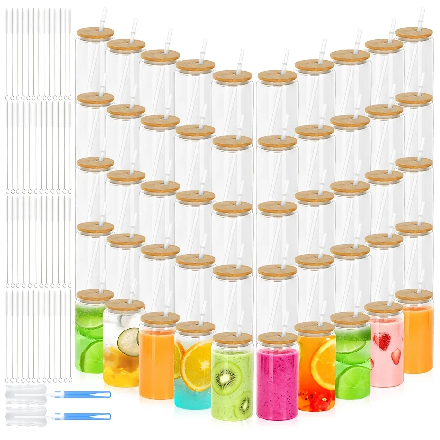 50-Pack 16oz Single-Layer Clear Sports Cups. Features Bamboo Lid Design, Reusable Drinkware, an Indispensable High-Quality Sports Cup for Outdoor Activities, Cycling & Hiking. Also a Premium Gift Choice for Graduation Season, Christmas & Mother's Day