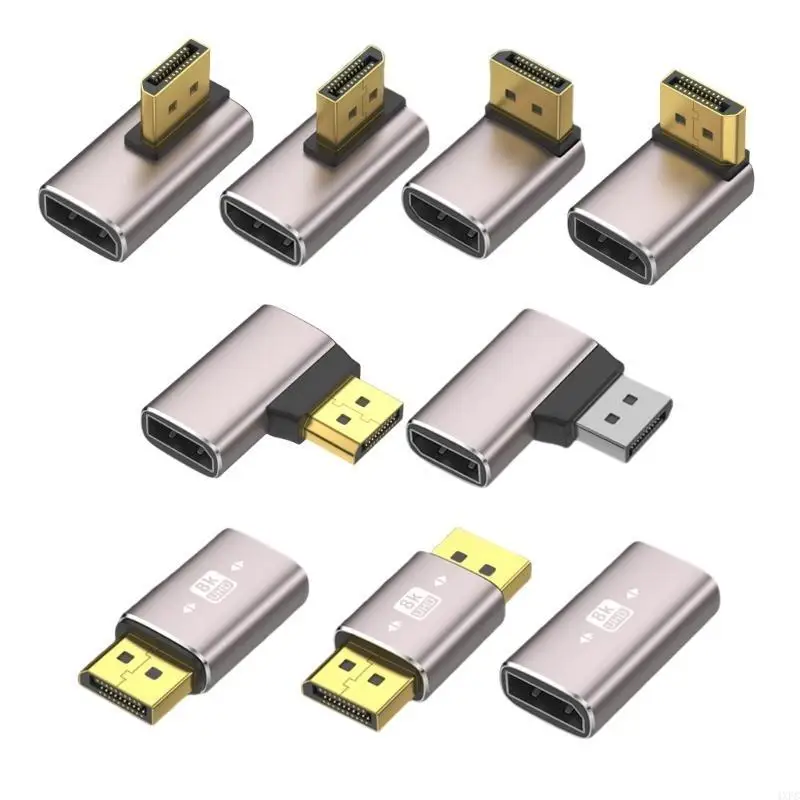 90 Degree Right Left Angle DisplayPort Male To Female Adapter Converter DisplayPort 1.4 Adapter 8K 60Hz DP Adapter