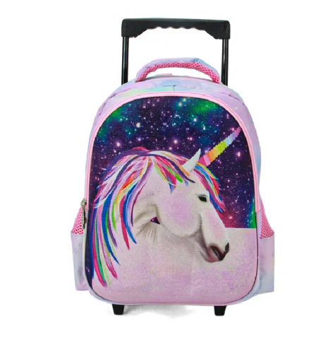 Toddler rolling backpack Travel trolley bags for little grils kids school  rolling luggage suitcase Unicorn Backpack for Girls