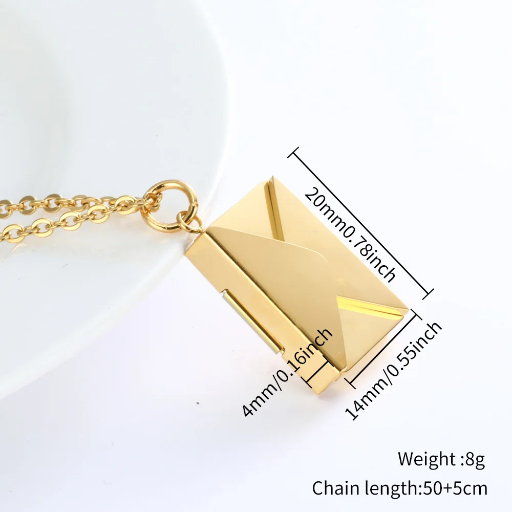 Fashion Love Letter Envelope Pendant Necklace for Women Stainless Steel Jewelry Love You for Valentine Day Mother Day Gifts