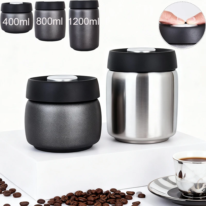 

Press-type Vacuum Sealed Canister Stainless Steel Home Food Keep Fresh Storage Container for Coffee Bean Tea Kitchen Storage 쌀통