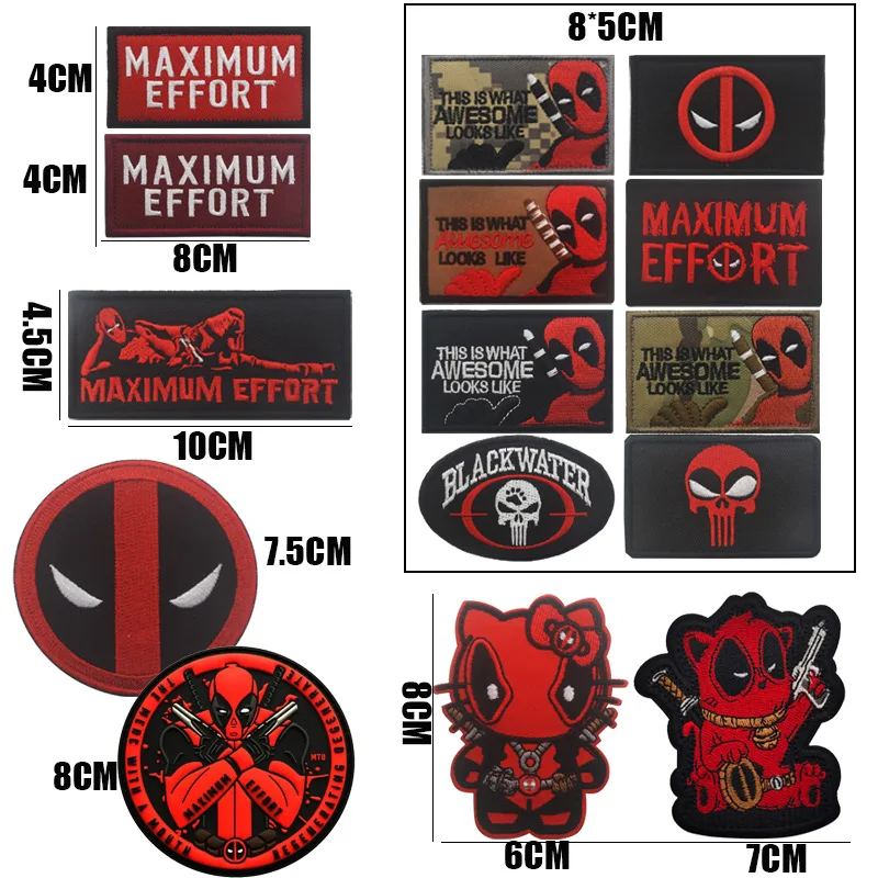 

New Deadpool Badge Anime Logo Death Hero 3D Embroidery Velcro Clothing Environmental Patch Hat Bag Decoration Accessories