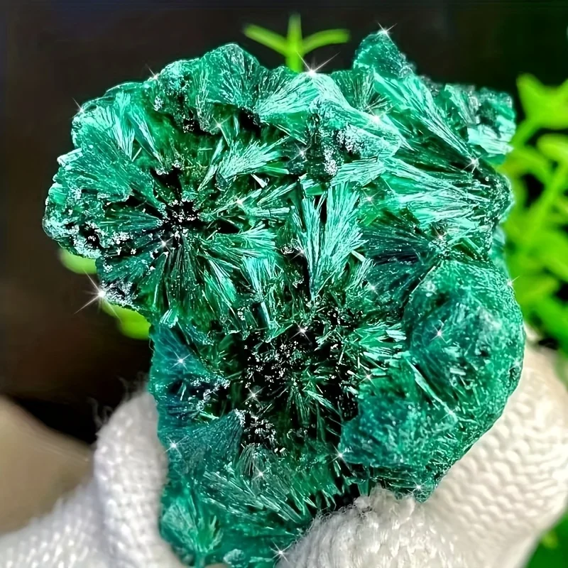 1 Malachite and Chrysocolla Mineral Specimen - Bohemian-style mineral cluster with marbled inclusions, dark green stone