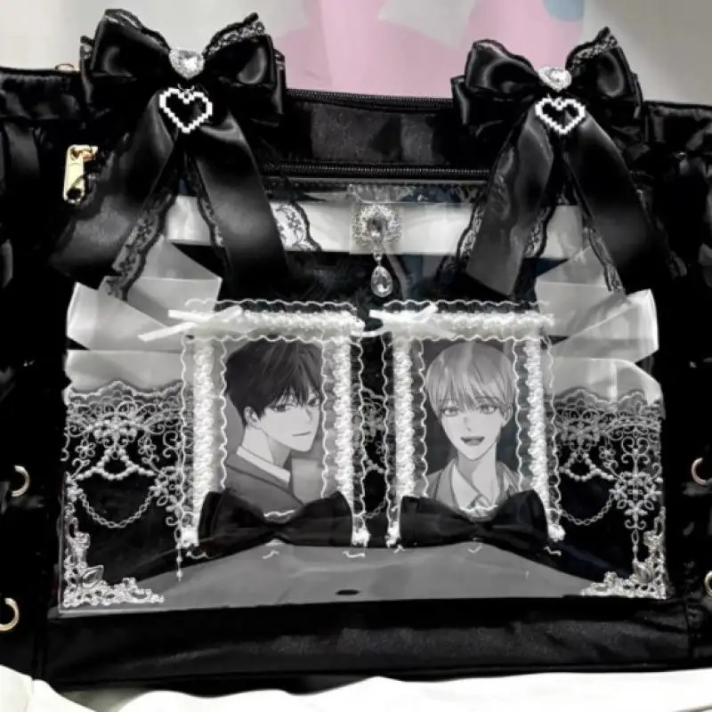 Gothic Lolita Black Badge Display Inser Card Holder Basge Organizer Board Fill Ita Bagdecorative Goods Display Frame