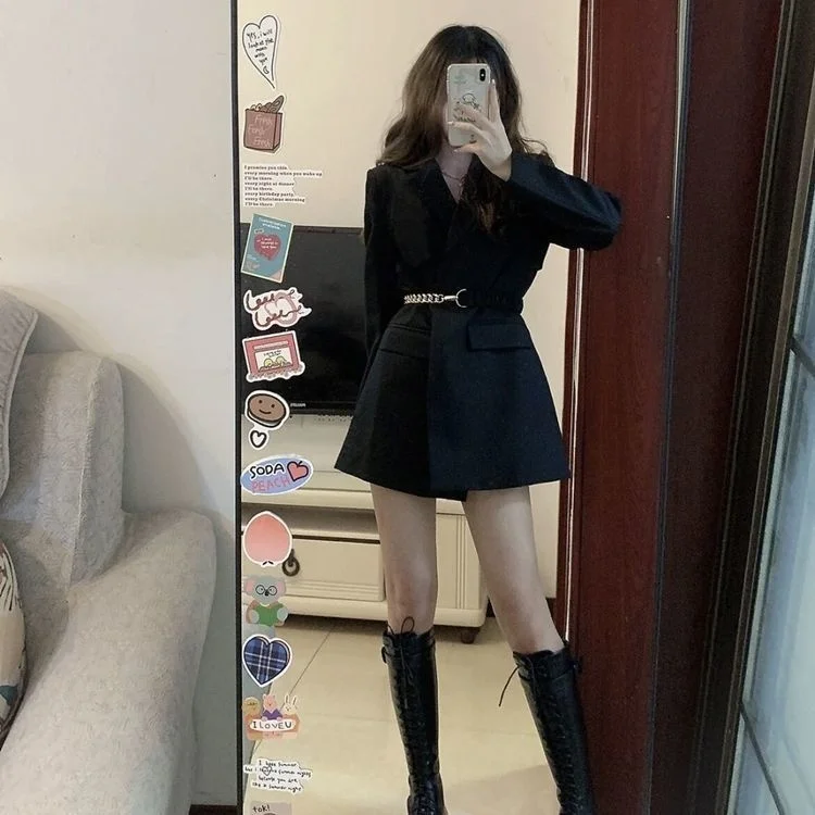 

Blazer Woman Offer Autumn Coats Solid Thins Elegant Women V Neck Long Sleeve 2025 Fashion Ol Work Casual Outwears Korean