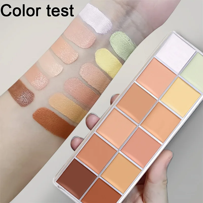 12 色補正コンシーラーパレット、コンシーラーブラシ付き、クリーム輪郭メイクアップキット、タトゥーコンシーラー、くまを補正