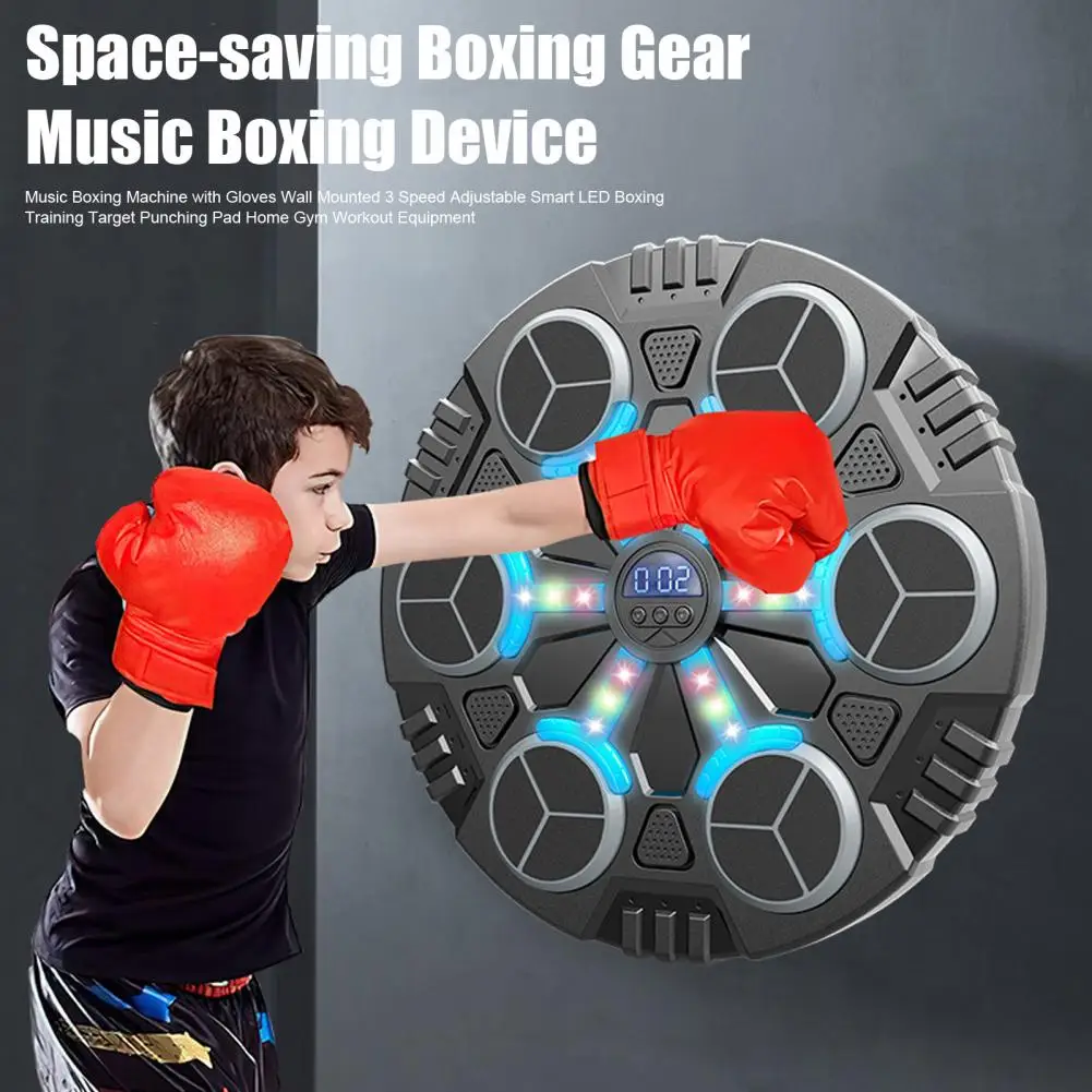 Music Boxing Machine with Gloves Wall Mounted 3 Speed Adjustable LED Boxing Training Target Punching Pad Smart Boxing Machine